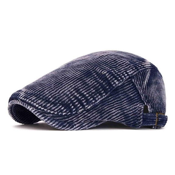 Beret Hats for Men Vintage-Corduroy Solid Color Adjustable Newsboy Cap Mens Trendy British Driving Cabbie Hat for Travel