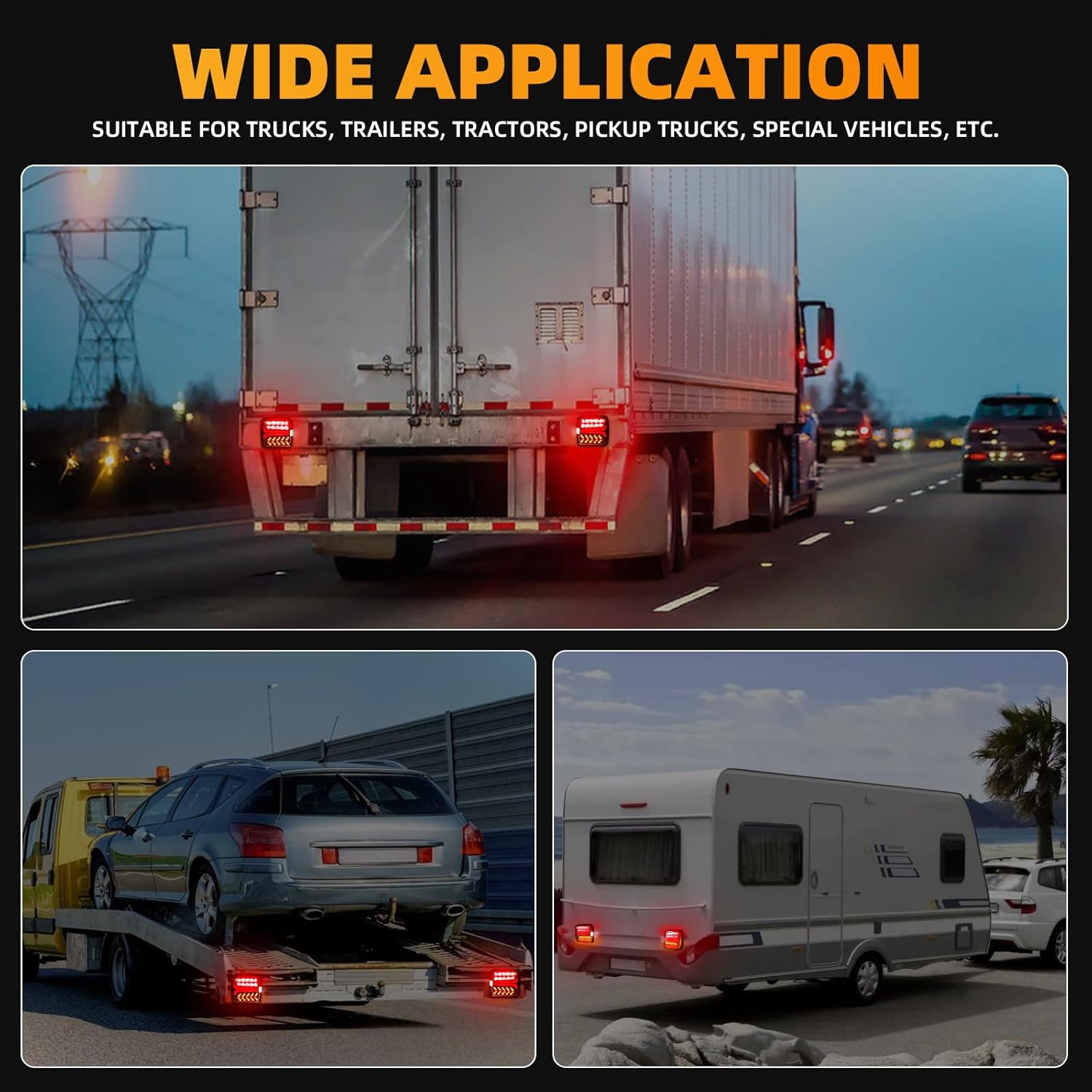 Magnetic Wireless Tail Lights Kit for Trailer,Led Trailer Rear Lights,12-24V LED Tow Lights Kit with Turn Signals,Rechargeable Towing Light with Powerful Suction Base for Trucks,Boat,RV,Vehicle