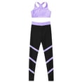 thumbnail image 3 of YEAHDOR Teens Girls 2Pcs Activewear Set Active Sleeveless Crop Top with Leggings Pants Gym Dance Suit Lavender 12, 3 of 7