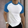 thumbnail image 2 of Mens T-Shirts Soft Summer Short Sleeve Sports Color Block Raglan Sleeves Round Neck Casual Breathable T Shirt, 2 of 6