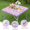 thumbnail image 4 of Pink Butterfly Pattern Square Fitted Tablecloth with Elastic Edge,Square Table Cover,Washable Elastic Table Cover for Home Kitchen Party Decor 36"x36", 4 of 6