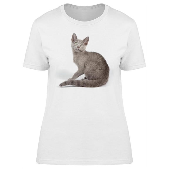 Stunning Russian Blue Kitty T-Shirt Women -Image by Shutterstock, Female Large