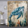 thumbnail image 6 of Sea Turtle Shower Curtain Funny Blue Ocean Creature Shower Curtains Sets with 12 Hooks, Polyester Fabric Waterproof Curtains for Bathroom Beach Theme Decor 72" x 72", 6 of 6
