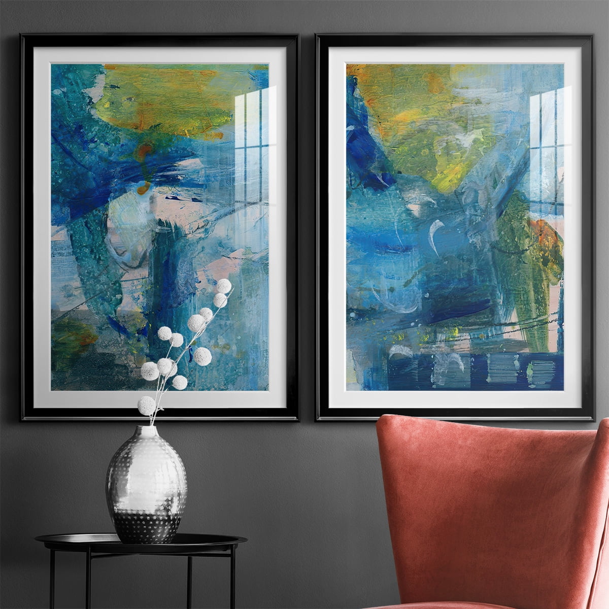 Wexford Home Spring Winds III Premium Framed Print, 22.5" x 30.5" - Ready to Hang, Black (Set of 2)
