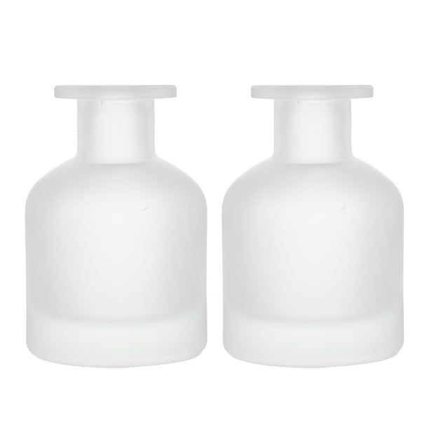 2 frascos difusores cilíndricos de vidrio con varillas: Recipientes decorativos para fragancias para el hogar y la oficina - Frasco difusor de vidrio rellenable de 150 ml