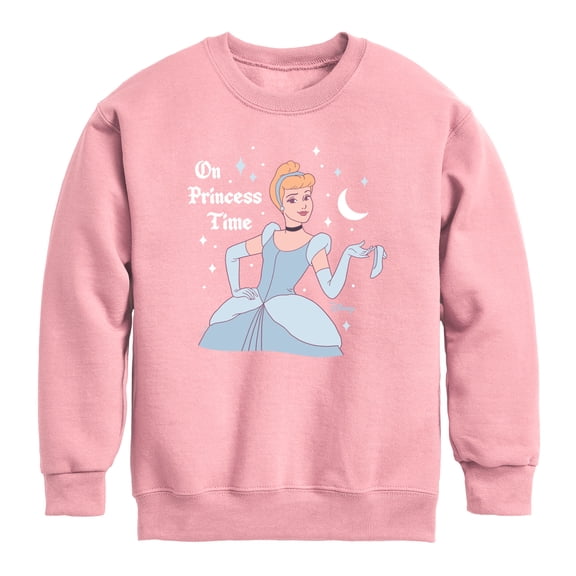 Disney - On Princess Time Cinderella - Youth Boys Crew Fleece Sweatshirt