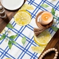 thumbnail image 3 of Summer Lemon Watercolor Table Runner 108 Inches, Geometric Blue Line Plaid Bed Runner Dresser Scarves Tabletop for Indoor Outdoor Parties/Ceremony/Banquet, 13"x 108", 3 of 9