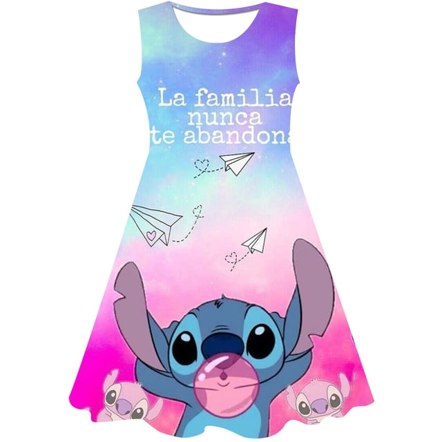 Vestido sin mangas de Disney para niñas, ropa para niñas, vestido de dibujos animados de princesa Stitch, fiesta de cumpleaños, disfraz de Stitch para niñas, vestido de moda 10T Gao Jinjia LED
