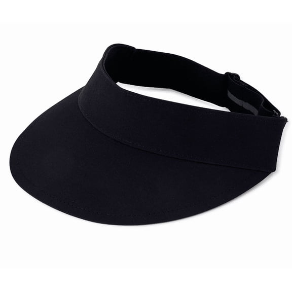 Women's Adjustable Sporty Polyester Visor Hat, Black