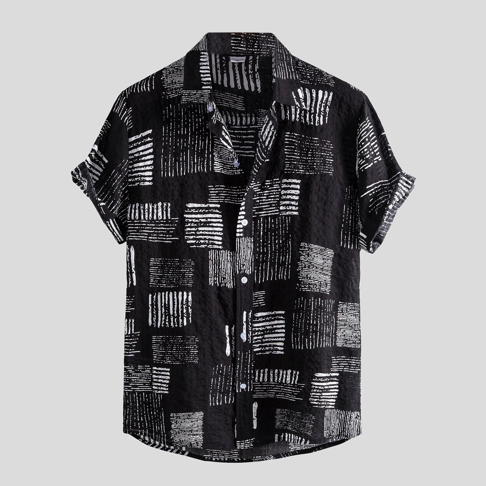 TOYFUNNY Men'S Casual Stripe Print Short Sleeve Button Turn-Down Shirt  Blouse - Walmart.com