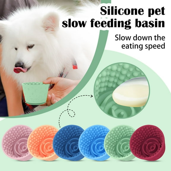 NovaStitch Slow Feeder Dog Bowl Silicone Small Size, Dog Puzzle Feeder for Small Breeds, Bloat Stop Anti Gulp Dog Bowl, Anti Gulping Slow Eating Bowl for Pets - Light Green