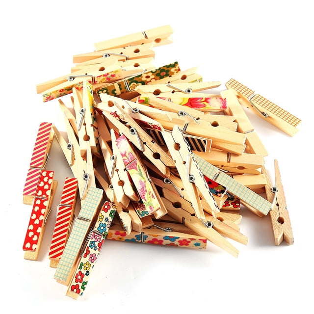 50 Uds Mini Lindos Clips De Madera Pintados, Pinzas De Papel, Fotos De Ropa, Clips Para Manualidades, Ideales Para Fiestas, Manualidades Y Regalos