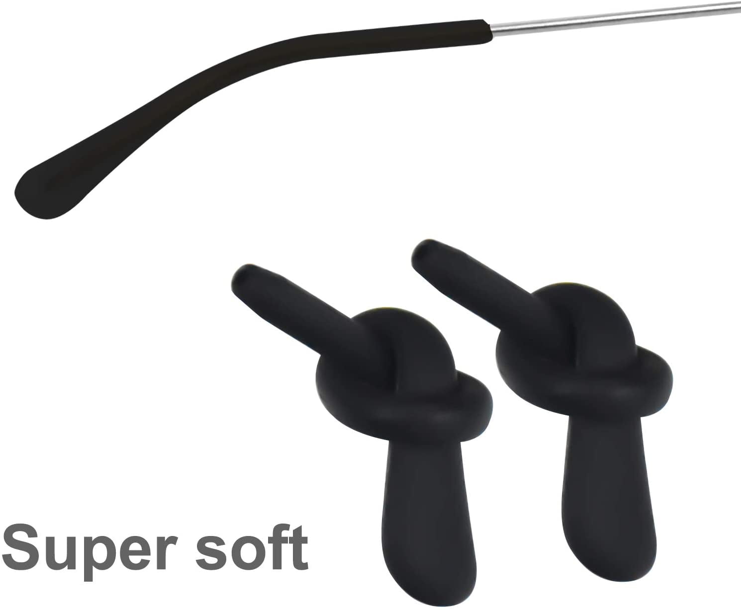 Glasses Leg Tubes Black Non Slip 5 Pairs Silicone Eyeglass End Tips 