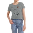 thumbnail image 2 of NAMTYQX Graphic Tees Bedruckt Airoft Stretch Plus Size Crewneck Graphic Short Sleeve Trendy Loose Tops for Women Trendy Gray Size L, 2 of 5