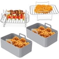 thumbnail image 3 of Evjurcn 8Pcs Air Fryer Accessories Set with 2 Air Fryer Silicone Pot and 1 Double Layer Rack with 4 Skewer 1 Steamed Rack Reusable Air Fryer Liner with Handle Stainless Steel Air Fryer Rack, 3 of 3