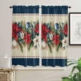 thumbnail image 2 of Blue Christmas Kitchen Curtains 63 Inch Length, Farmhouse Curtains & Drapes, Xmas Botanical Poinsettia Balls Rod Pocket Window Curtains for Living Room/Bedroom/Bathroom, 42" x 63", 2 Panels, 2 of 5
