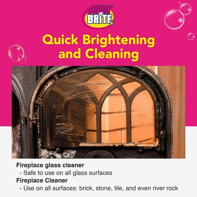 Quick N Brite Fireplace Cleaning Kit – Includes 24oz Fireplace Glass  Cleaner, 16 oz Gel Fireplace Cleaner, Scrub Brush, Sponge and Microfiber  Towel