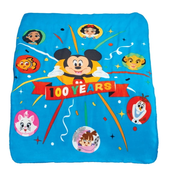 Disney's 100th Years Celebration 45x60" Mickey Mouse Fleece Throw Blanket Great for Travel or Nap