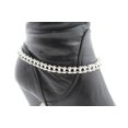 thumbnail image 4 of Women Boot Bracelet Silver Metal Chains Motorcycle Bling Anklet Charm High Heel, 4 of 6
