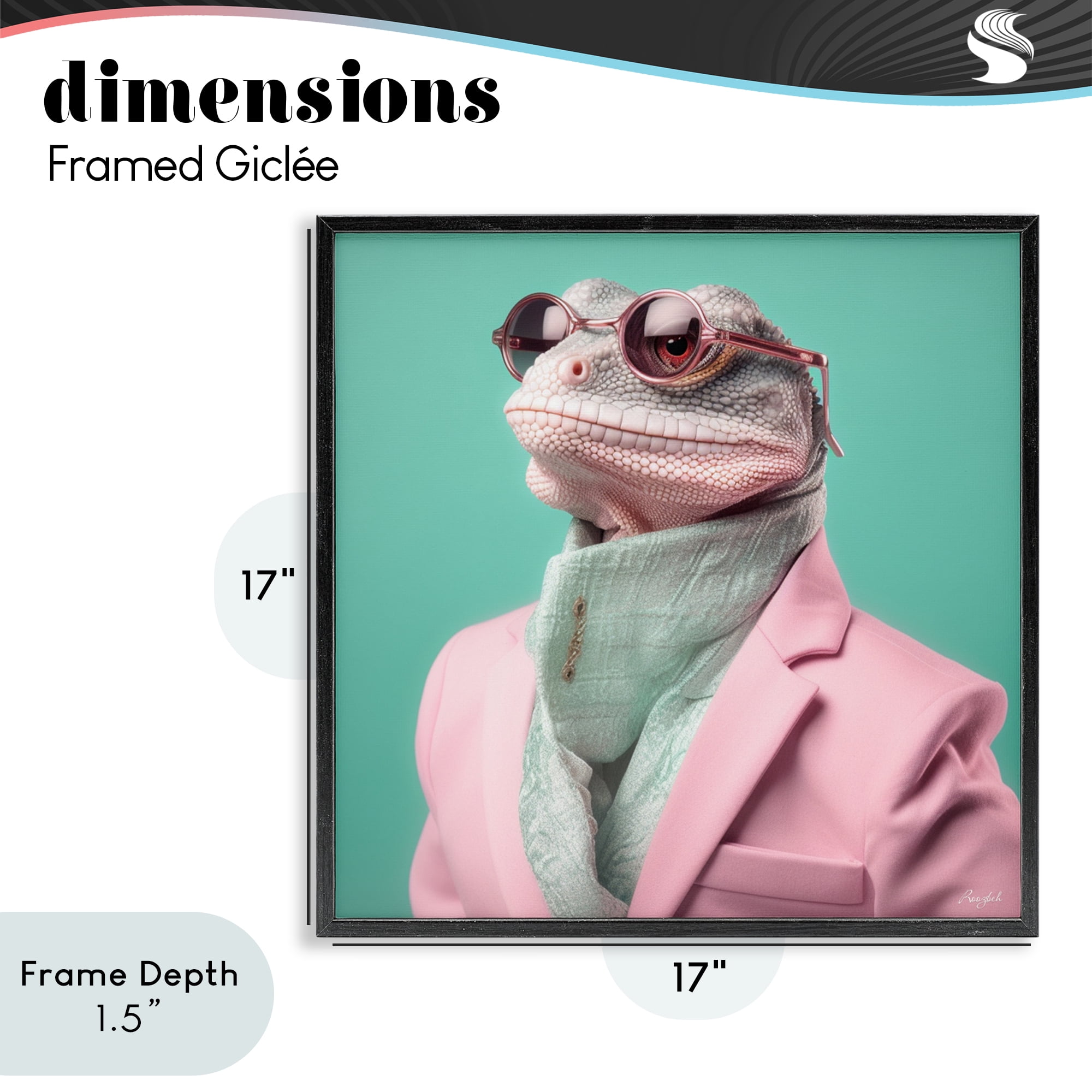 Stupell Industries Hipster Iguana Portrait Black Framed Giclee Art, design by Roozbeh