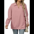 thumbnail image 3 of de Larga con Cuello en V para Mujer, Sudaderas Ligeras, Ropa de Moda de Otoño 2025. Rosa S, 3 of 10