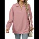 thumbnail image 3 of de Larga con Cuello en V para Mujer, Sudaderas Ligeras, Ropa de Moda de Otoño 2025. Rosa M, 3 of 10