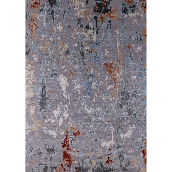 Ahgly Company Machine Washable Indoor Rectangle Industrial Modern Purple Area Rugs, 6' x 9'