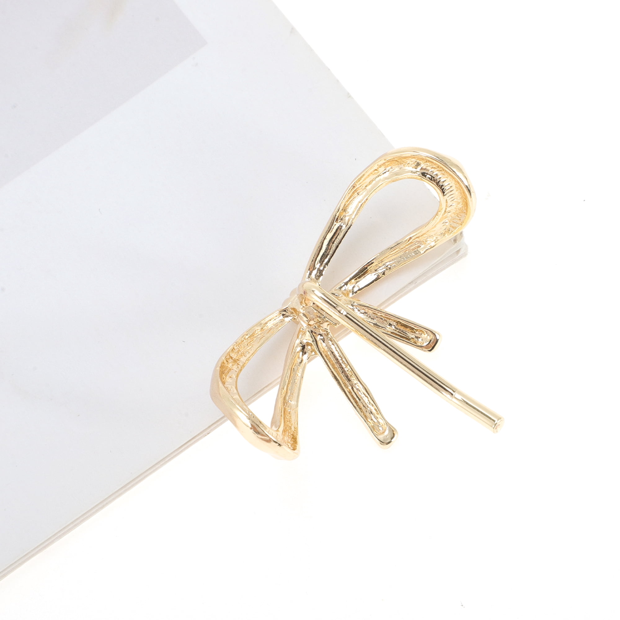 Unique Bargains Hollow Bow Ponytail Buckle Hair Clip for Women 1 Pc Gold Tone