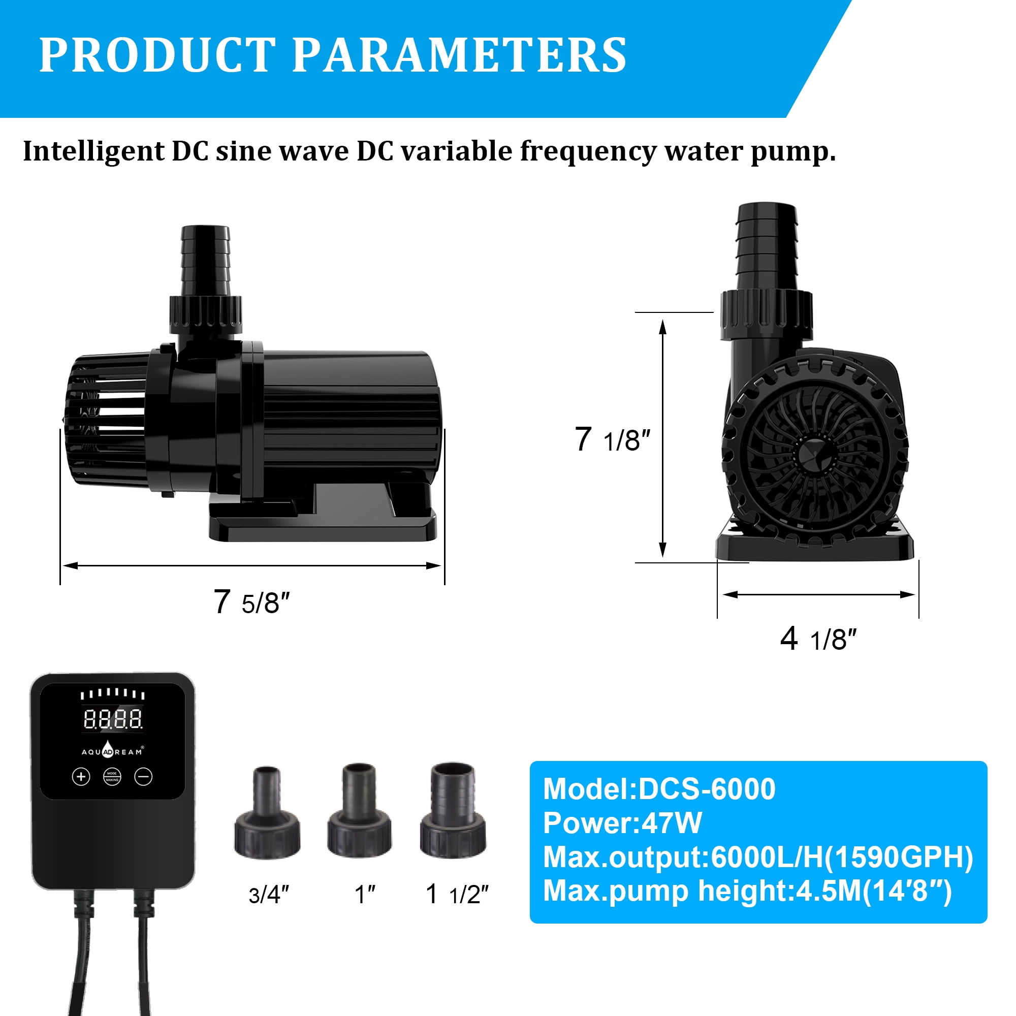 1600 GPH 24v Dc Eco Marine Aquarium Fish Tank Wave Maker Water Pump