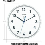 Sharp Atomic Analog Wall Clock – 10.5” Suspended Glass Face - Sets & Updates Automatically