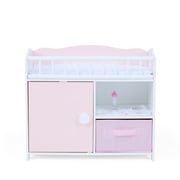 Olivia's Little World Wooden Baby Doll Crib & Cabinet, Pink/White
