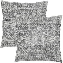 Black Gray Grey Boho Throw Pillow Covers 18x18 Inch Bohemian Carpet Ethnic Decorative Square Pillow Cases Bohemian Carpet Ethnic Cushion Covers Farmhouse Home Decor For Sofa Couch Outdoor Set of 2