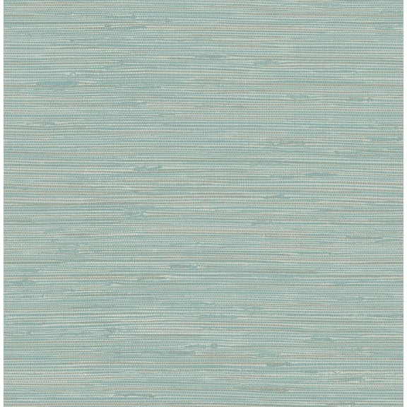 NuWallpaper Tibetan Grasscloth Teal Vinyl Peel And Stick Wallpaper, 216-in by 20.5-in, 30.75 sq. ft.