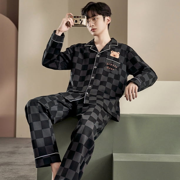 Pijamas de pareja para mujer, primavera y otoño, de manga larga, para el hogar, para hombre, se pueden usar al aire libre