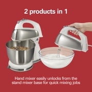 Hamilton Beach Classic Stand and Hand Mixer Combo for Kitchen, 4 Quart, 6 Speeds with Quick Burst, White
