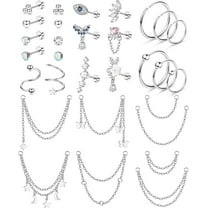 20G Cartilage Earrings For Women Helix Earrings Flat Back Earrings 316L Stainless Steel Star Moon Butterfly Cz Cartilage Stud Earrings Small Hoop Chain Dangle Helix Tragus Piercing Jewelry[Z1]