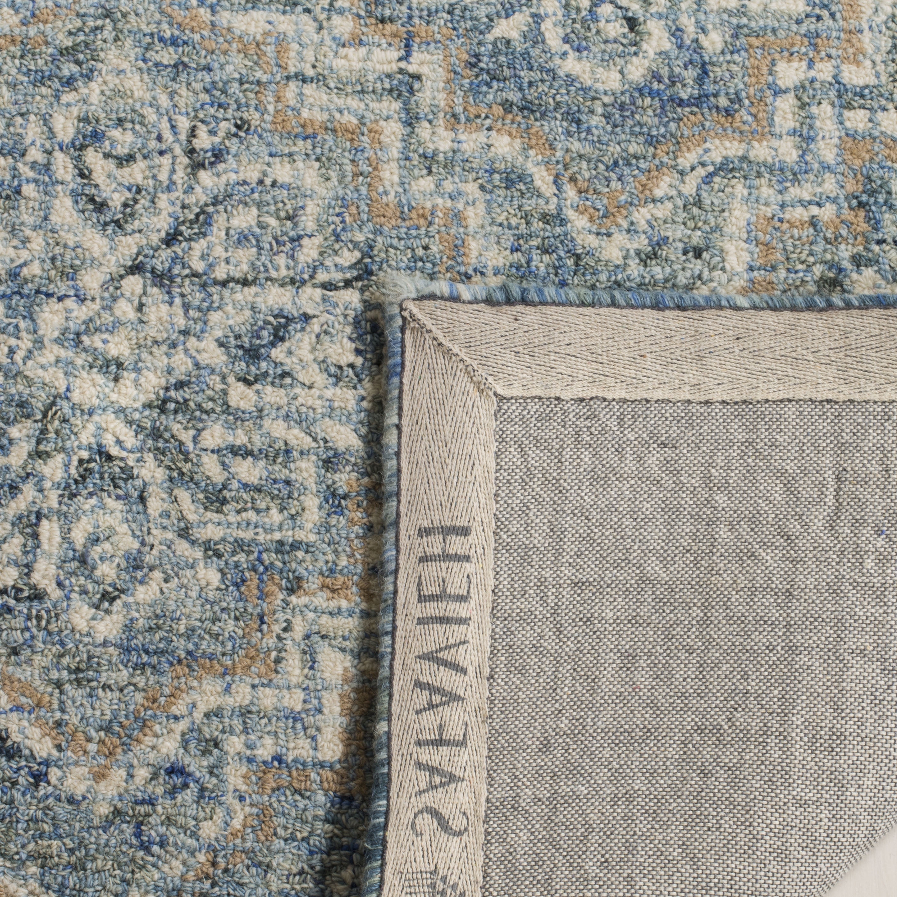 SAFAVIEH Abstract Drew Abstract Wool Area Rug, Blue/Gray, 6' x 6' Round