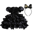 thumbnail image 2 of Zpanxa Toddler Girls Princess Dress, Little Girls Party Wedding Dress, Flower Tail Puff Sleeves Dress, Kids Pageant Flower Girl Sleeveless Tufted Dress, Birthday Gifts for Girls Black (3-4 Years), 2 of 6