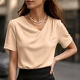 thumbnail image 4 of Molidfa Women's Top Short Sleeve Crew Neck Stretchable Casual Regular Pullover Drop Shoulder Casual Tops Set-In, 4 of 5