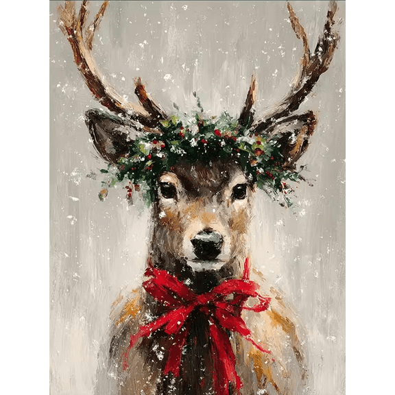 Christmas Diamond Art Kits for Adult, Reindeer Deer Diamond Painting Kits for Beginners, 5D DIY Full Round Drill Gem Art Crafts for Home Decor 12X16Inch