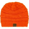 thumbnail image 2 of CC Classic Winter Fall Trendy Chunky Stretchy Cable Knit Beanie Hat (Button Hook Neon Orange), 2 of 3