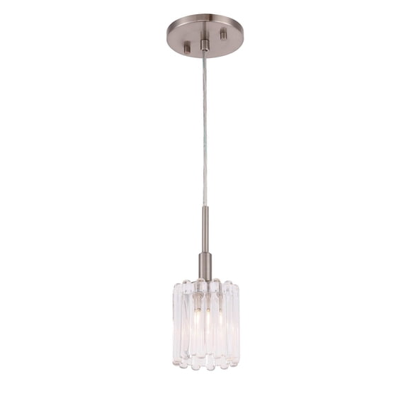 Woodbridge Lighting Candice Swizzle Stick Cylinder Metal Mini-Pendant in Nickel
