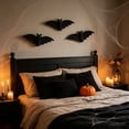 thumbnail image 5 of 3 PCS Woven Bat Wall Hanging Halloween Decor, 3D Scary Handcrafted Black Bats, Rustic Natural Farmhouse Halloween Creepy Decorations for Home Fireplace Door, 5 of 6