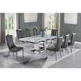 thumbnail image 4 of White Marble 9pc Dining Set with Silver Stainless Steel and 8 Chairs, 4 of 4