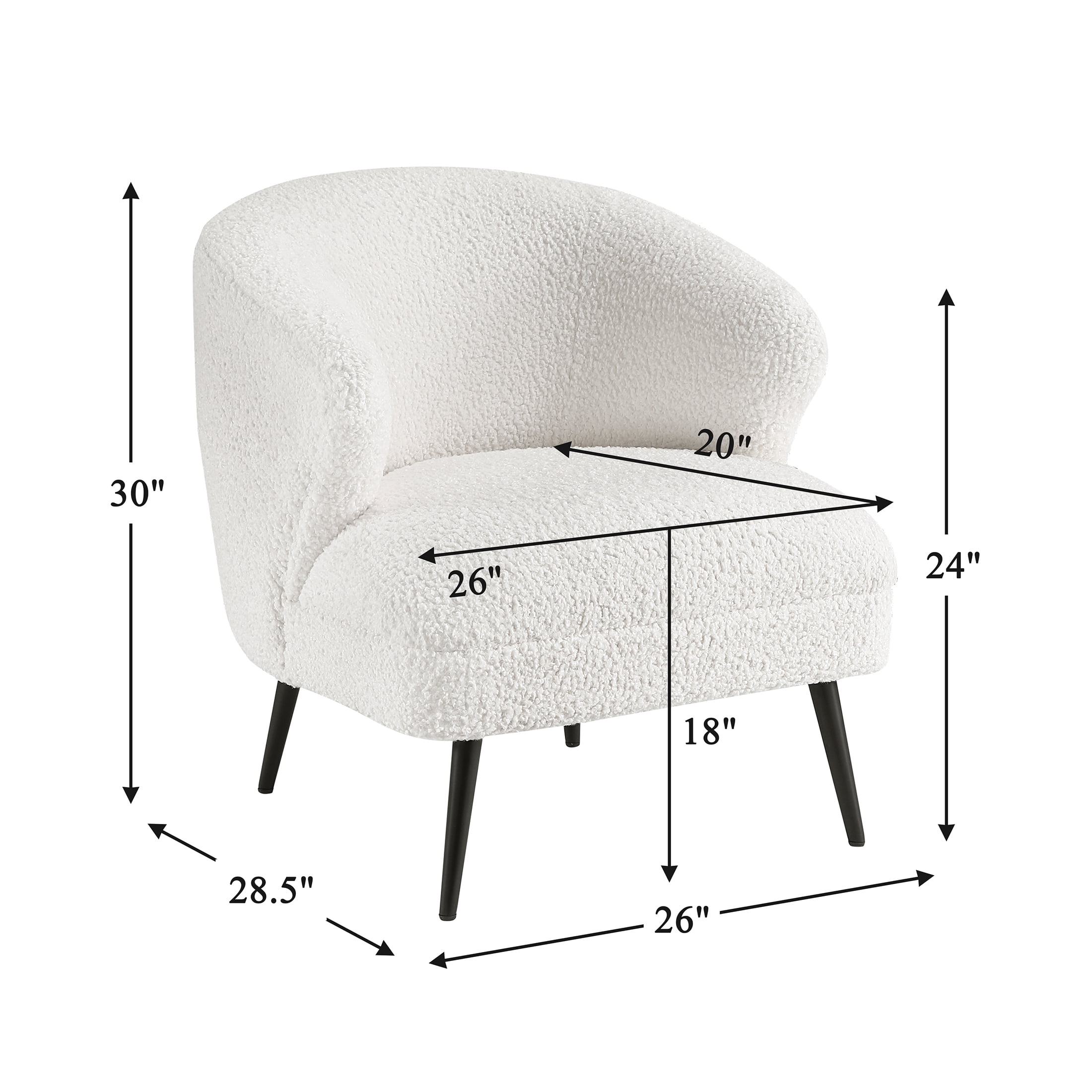 OakvillePark Crestlark Boucle Curved Back Accent Chair with Metal Legs, Beige