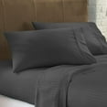 thumbnail image 3 of 100% Egyptian Cotton, Perfect for Camping Sheets, 300TC, Flat Sheet, Fitted Sheet with 8" Deep Pocket & 2 Pillowcases- Cot Sheet Sets 4 PC-Dark Gray Stripe, RV Camper King Size, 3 of 5