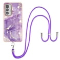 thumbnail image 2 of Allytech Moto Edge 20 Pro Case, Luxury Marble Pattern Rubber TPU Shoulder Strap Lanyard Drop Protection Anti-scratch Shock-absorbing Back Cover Case for Motorola Moto Edge 20 Pro, Purple, 2 of 4