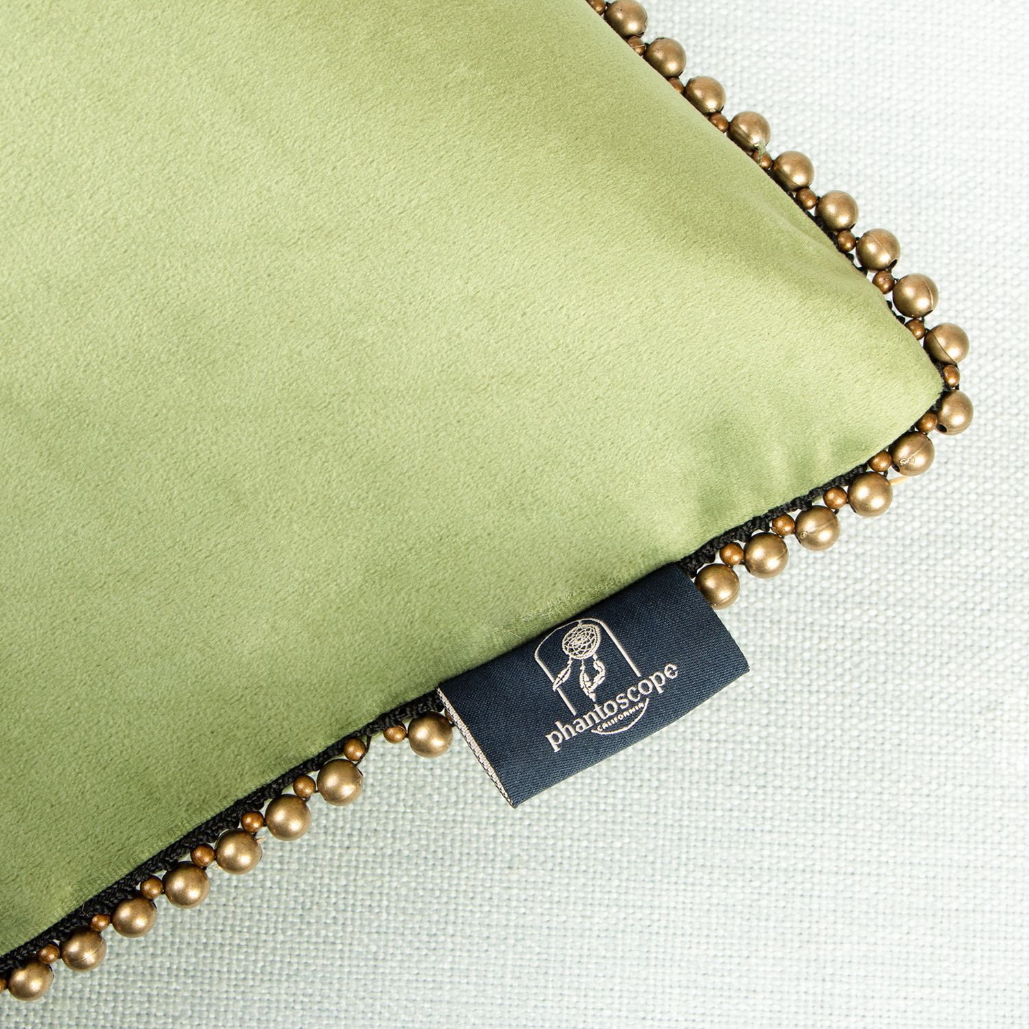 Phantoscope Velvet Decorative Throw Pillows with Inserts, Particle Trim, 18 x 18 in, Light Green, 2 Pack