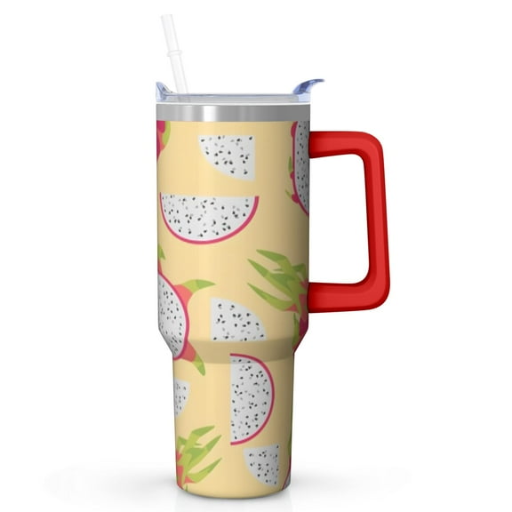 Kawaii Watermelon 40 oz Tumbler with Handle, Funny Fruit Print Stainless Steel Insulated Mug with Lid and Straw, Gift for Teens