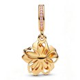 thumbnail image 3 of 925 Sterling Silver Golden Pink Cherry Blossom Dangle Charm for Bracelet Charms Bangle Pendant Jewelry, 3 of 3